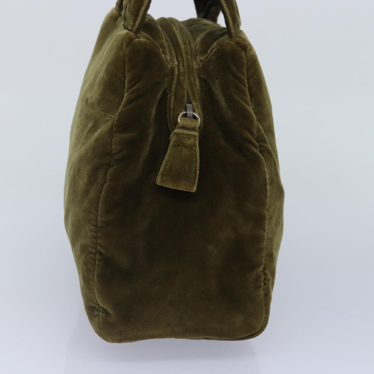 Luxury Prada Hand Bag Velor Khaki Silver  yk14537