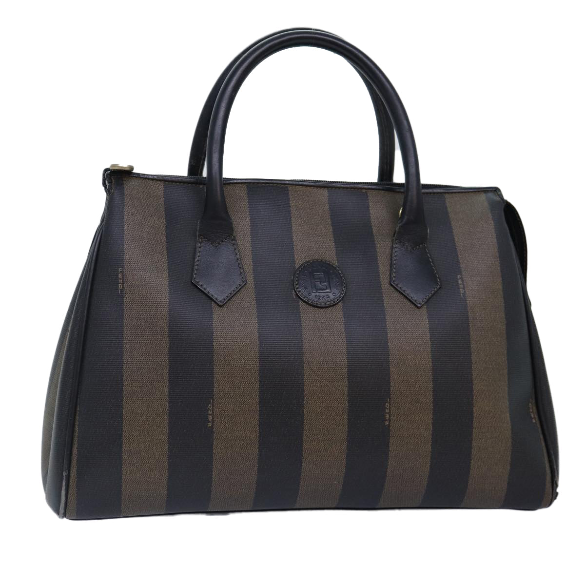 Luxury Fendi Pecan Canvas Hand Bag Brown Black goldyk14550