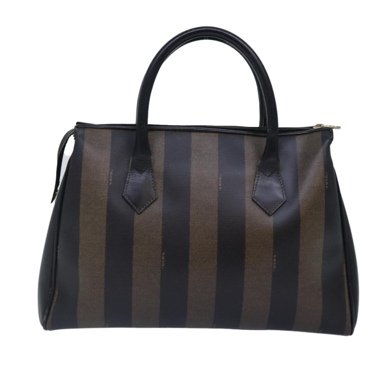 Luxury Fendi Pecan Canvas Hand Bag Brown Black goldyk14550