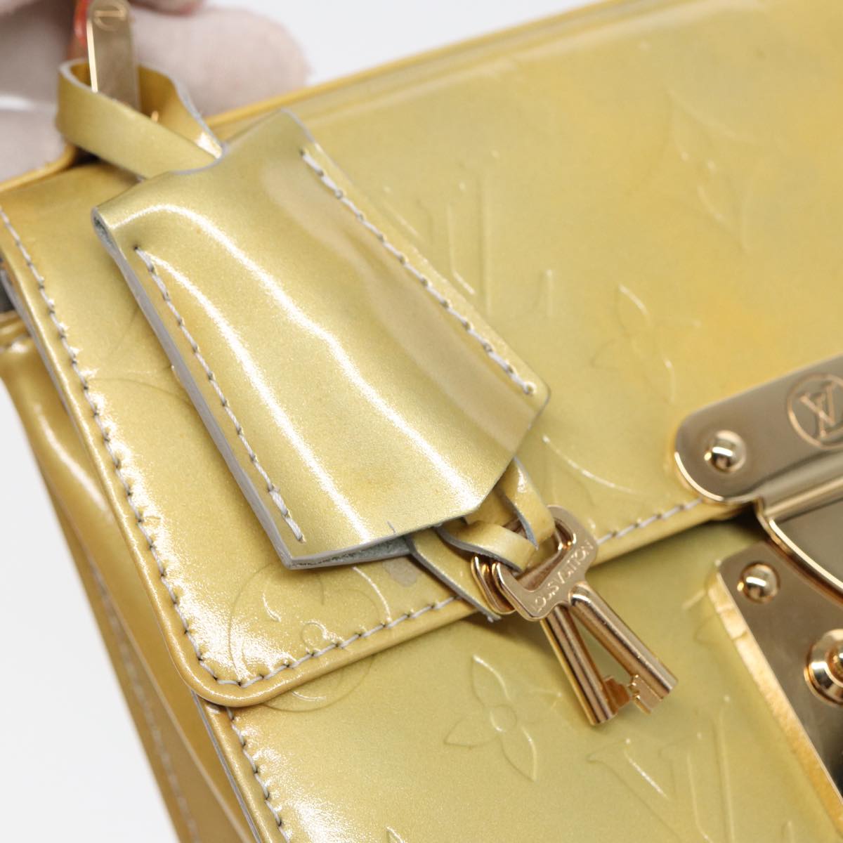 LOUIS VUITTON Monogram Vernis Spring Street Hand Bag Gris M91029 LV yk14630