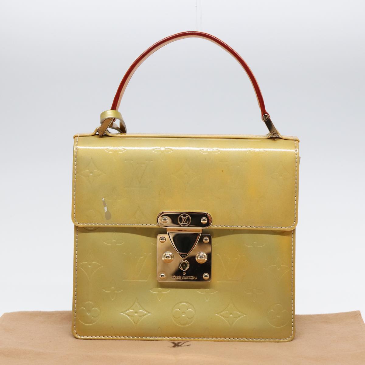 LOUIS VUITTON Monogram Vernis Spring Street Hand Bag Gris M91029 LV yk14630