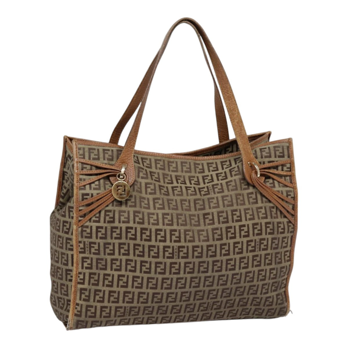 Luxury Fendi Zucchino Canvas Tote Bag Beige Goldyk14729