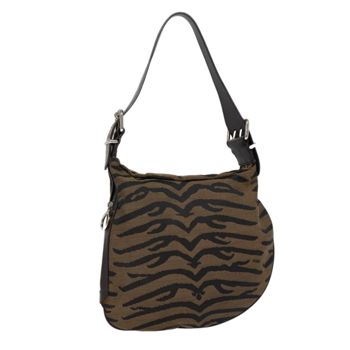 Luxury Fendi Shoulder Bag Canvas Silver Brownyk14745
