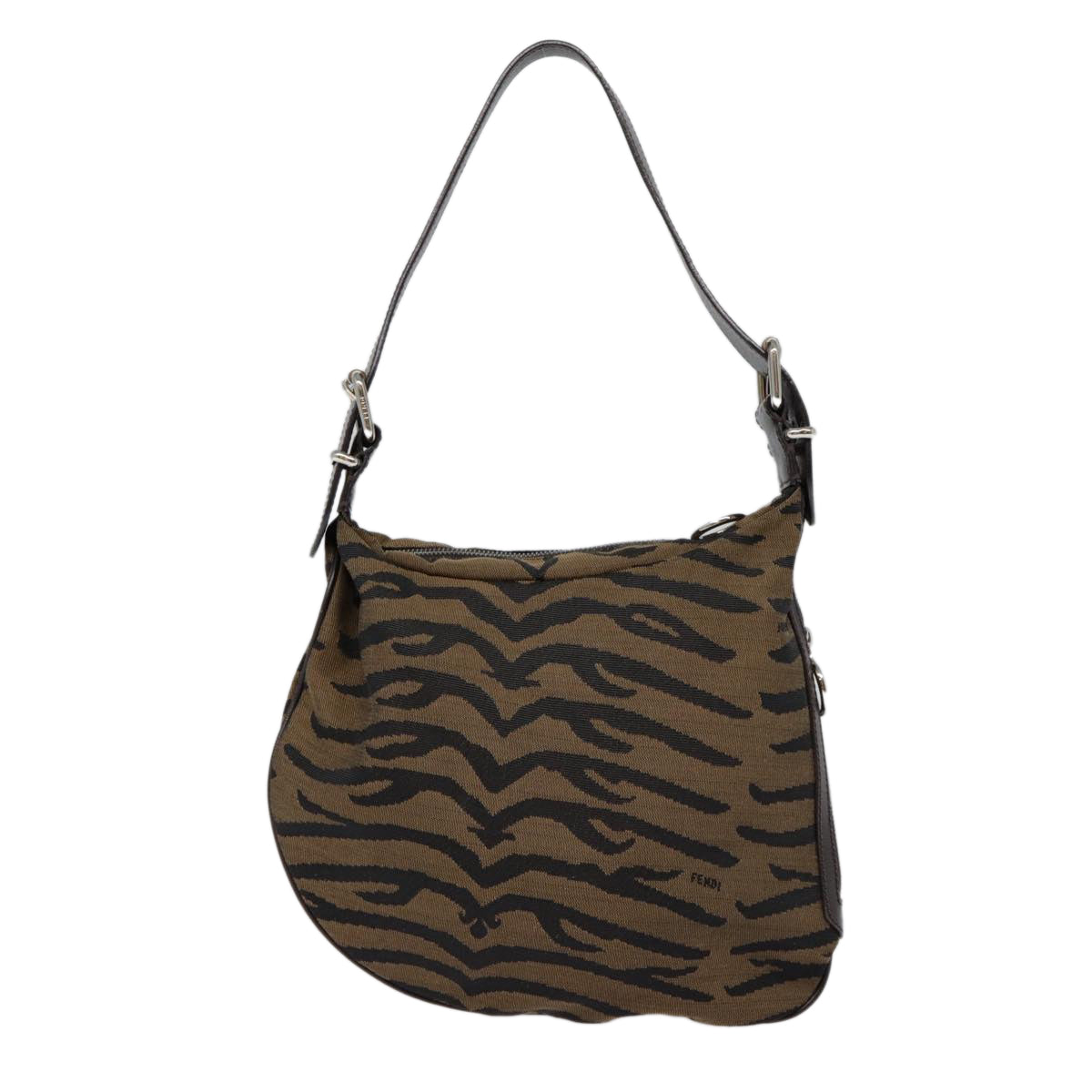 Luxury Fendi Shoulder Bag Canvas Silver Brownyk14745