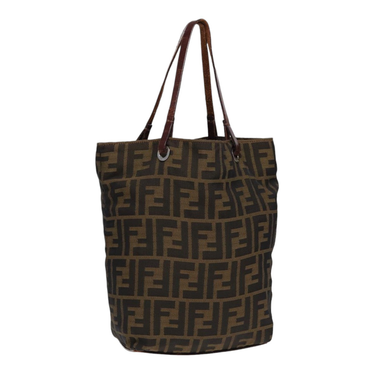 Luxury Fendi Zucca Canvas Hand Bag Brown Black Silveryk14749