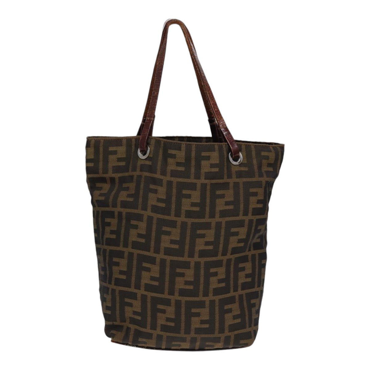Luxury Fendi Zucca Canvas Hand Bag Brown Black Silveryk14749