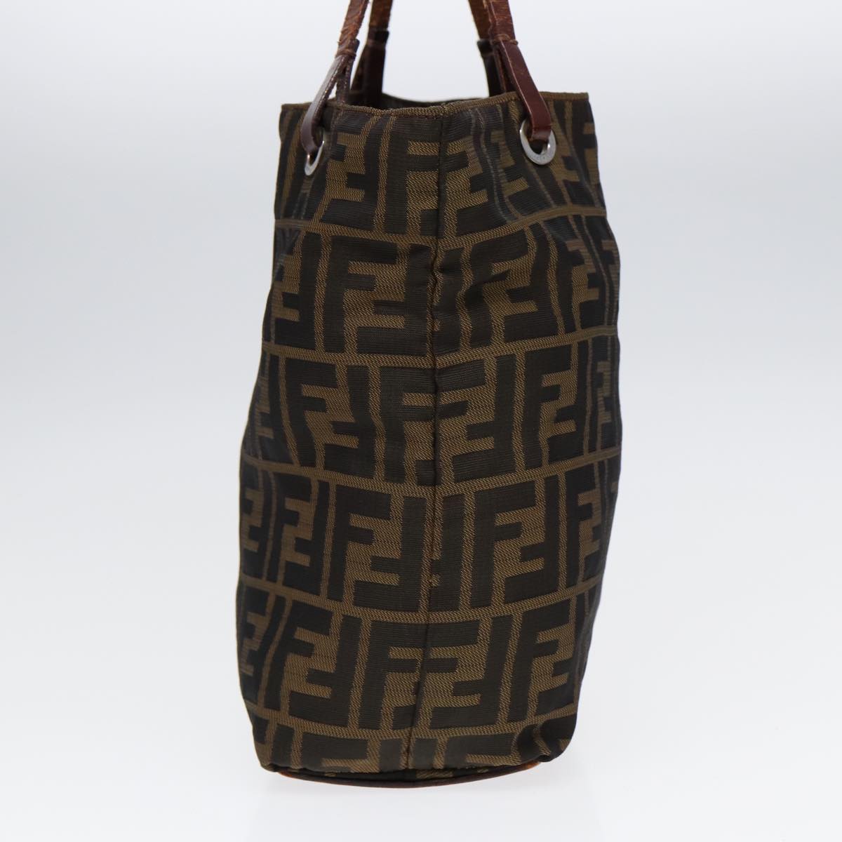 Luxury Fendi Zucca Canvas Hand Bag Brown Black Silveryk14749