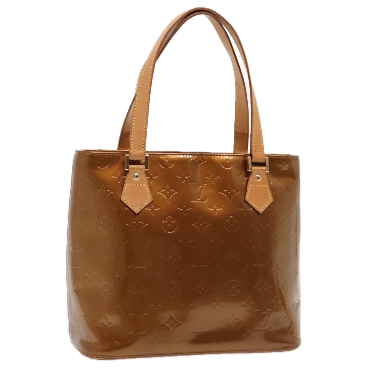 LOUIS VUITTON Monogram Vernis Houston Hand Bag Bronze M91122 LV yk14767