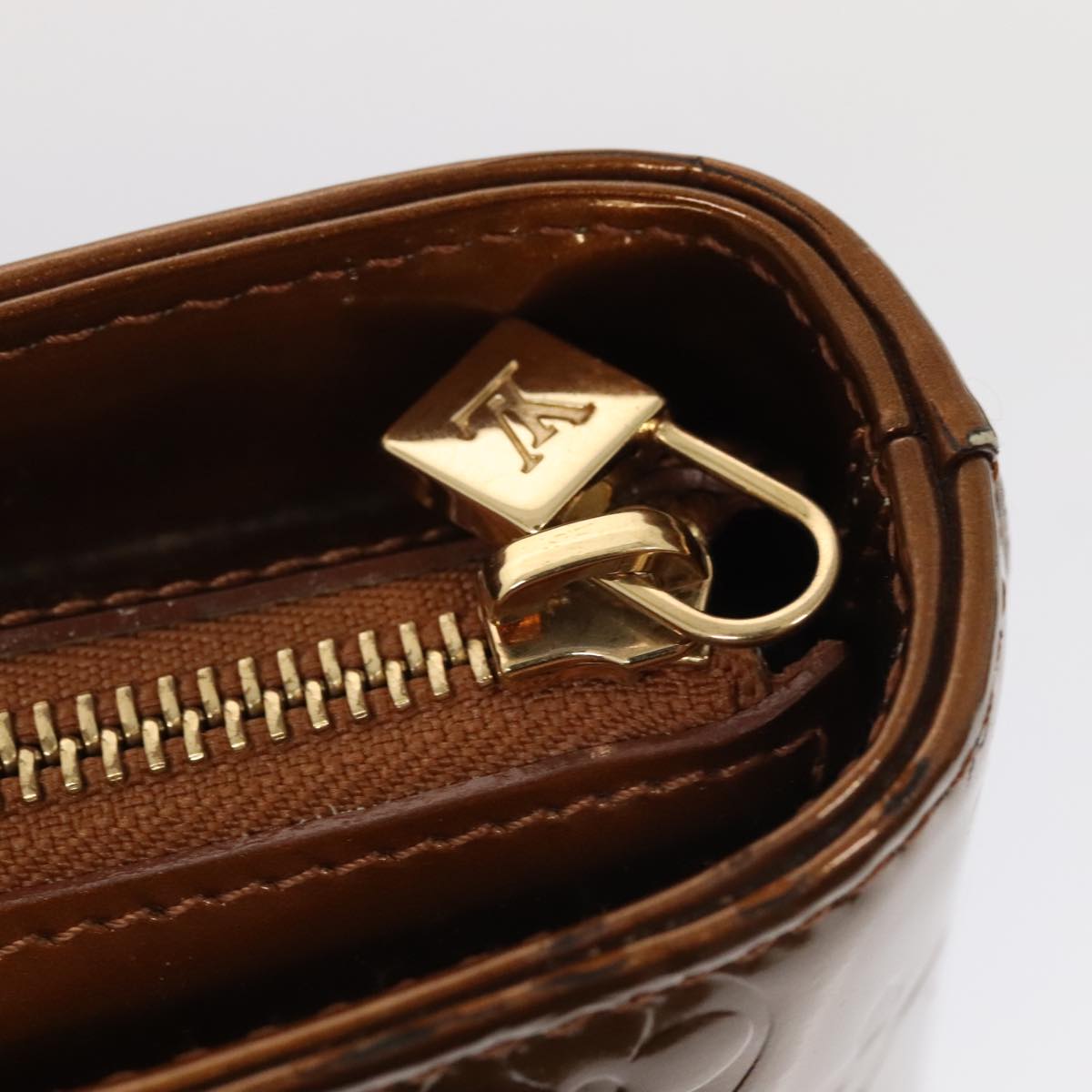 LOUIS VUITTON Monogram Vernis Houston Hand Bag Bronze M91122 LV yk14767