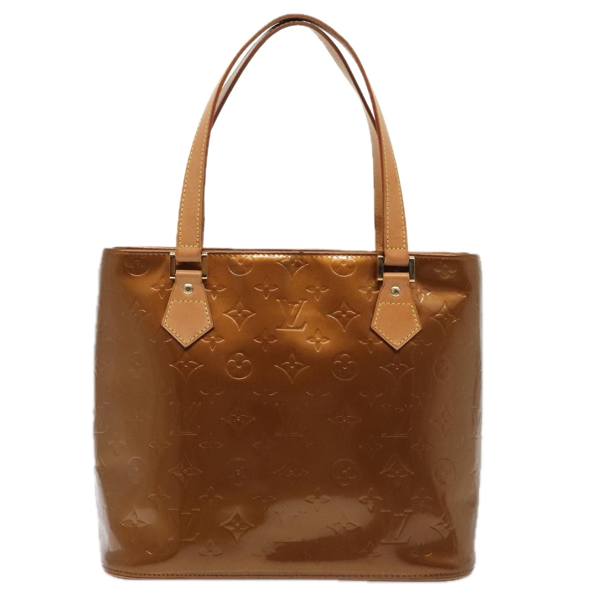LOUIS VUITTON Monogram Vernis Houston Hand Bag Bronze M91122 LV yk14767
