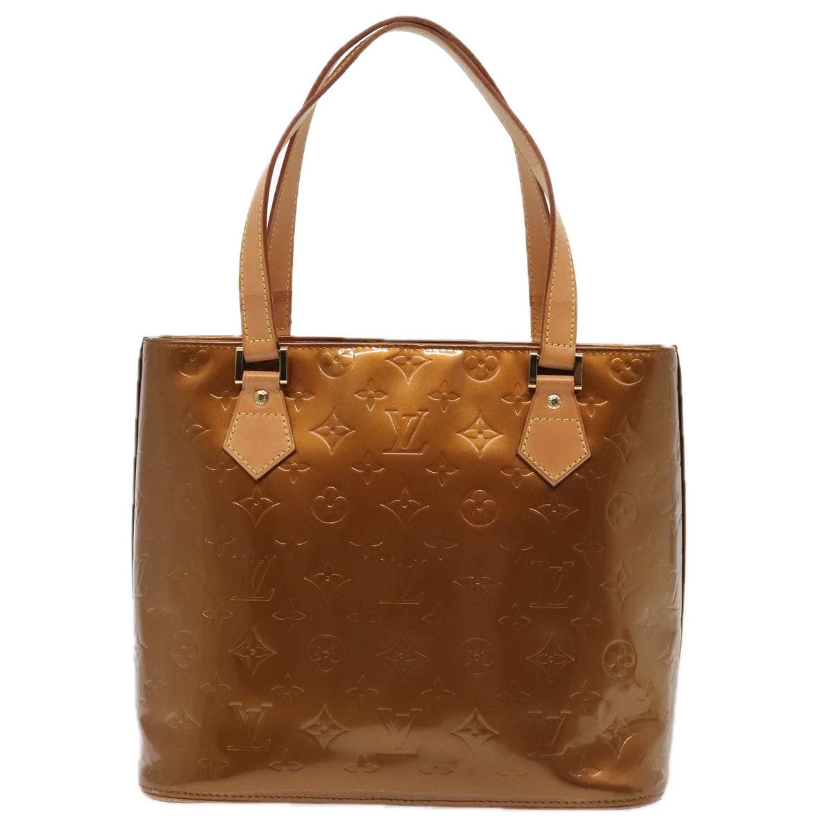 LOUIS VUITTON Monogram Vernis Houston Hand Bag Bronze M91122 LV yk14767