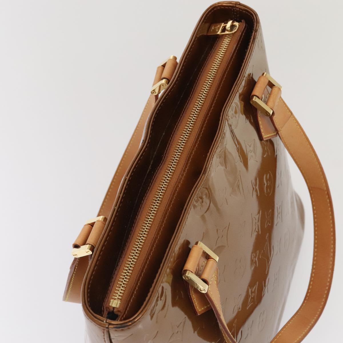 LOUIS VUITTON Monogram Vernis Houston Hand Bag Bronze M91122 LV yk14767