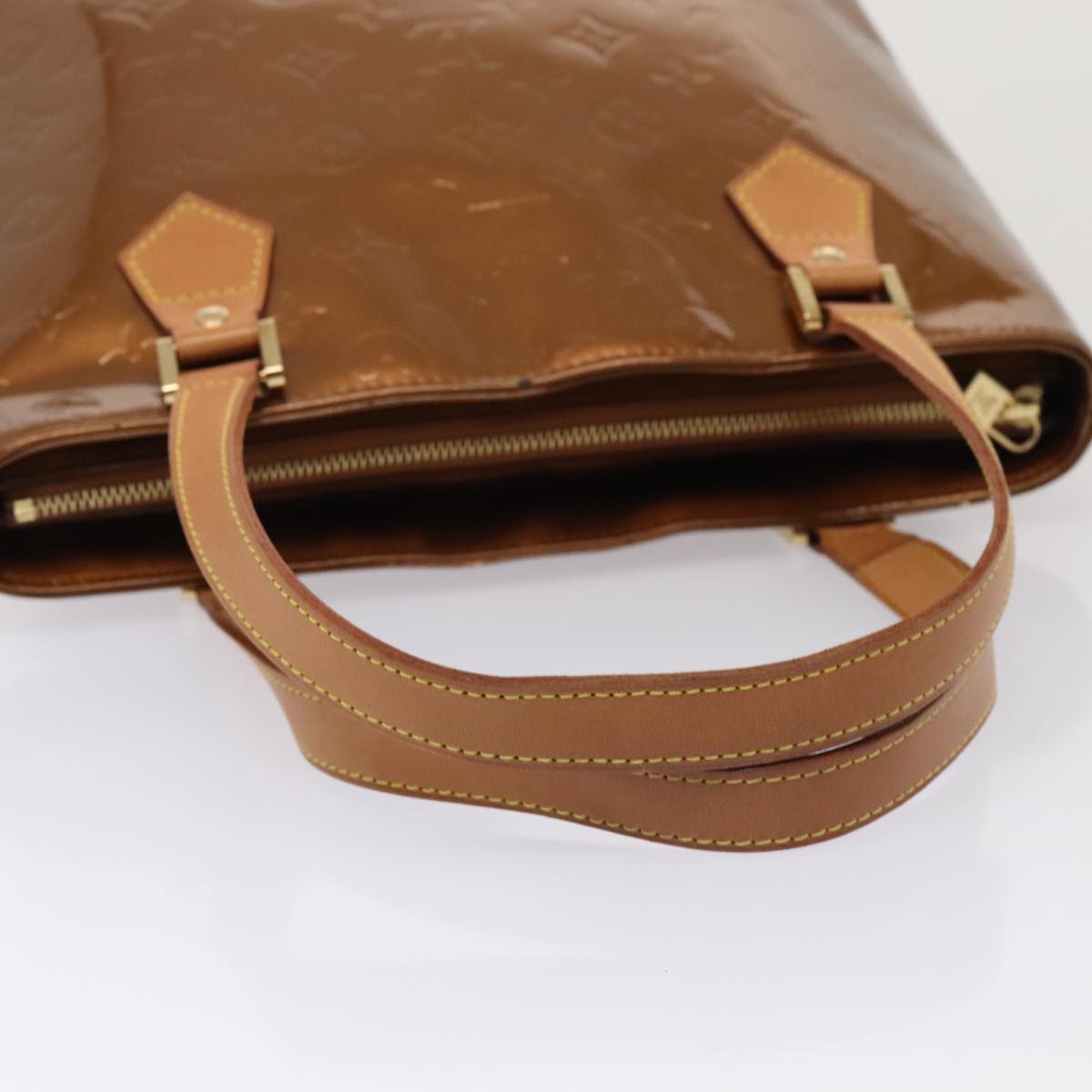 LOUIS VUITTON Monogram Vernis Houston Hand Bag Bronze M91122 LV yk14767