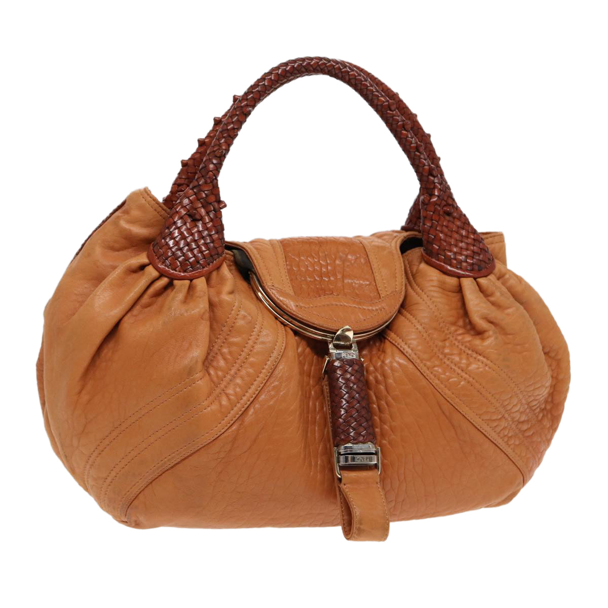 Luxury Fendi Spy Bag Shoulder Bag Leather Brown Goldyk14789