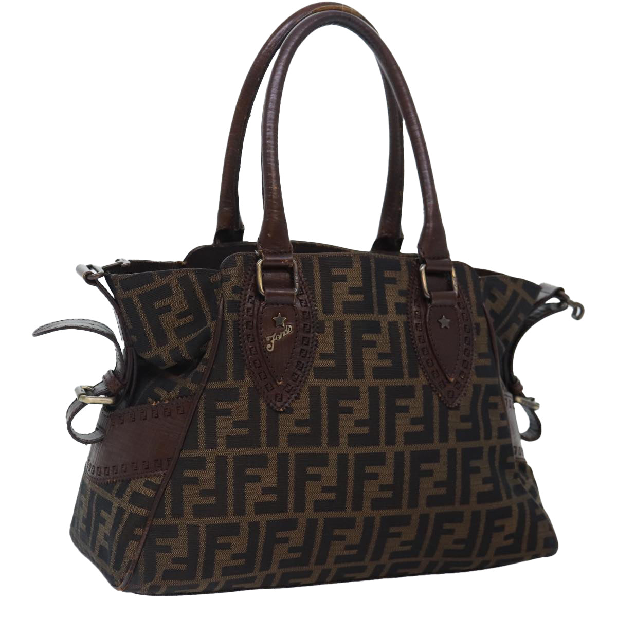Luxury Fendi Zucca Canvas Hand Bag Brown Blackyk14810