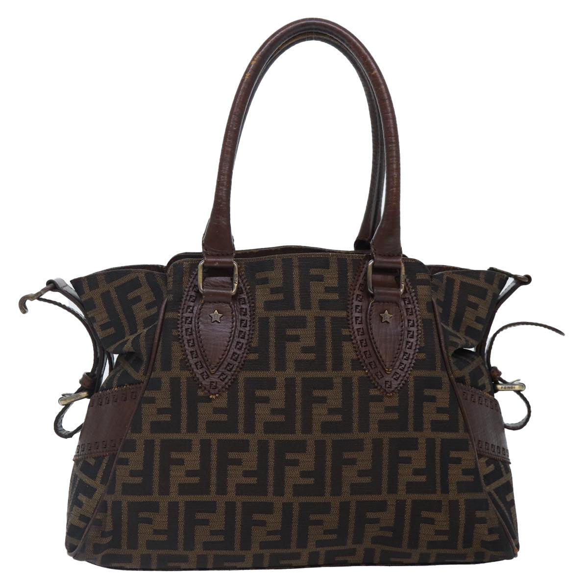 Luxury Fendi Zucca Canvas Hand Bag Brown Blackyk14810