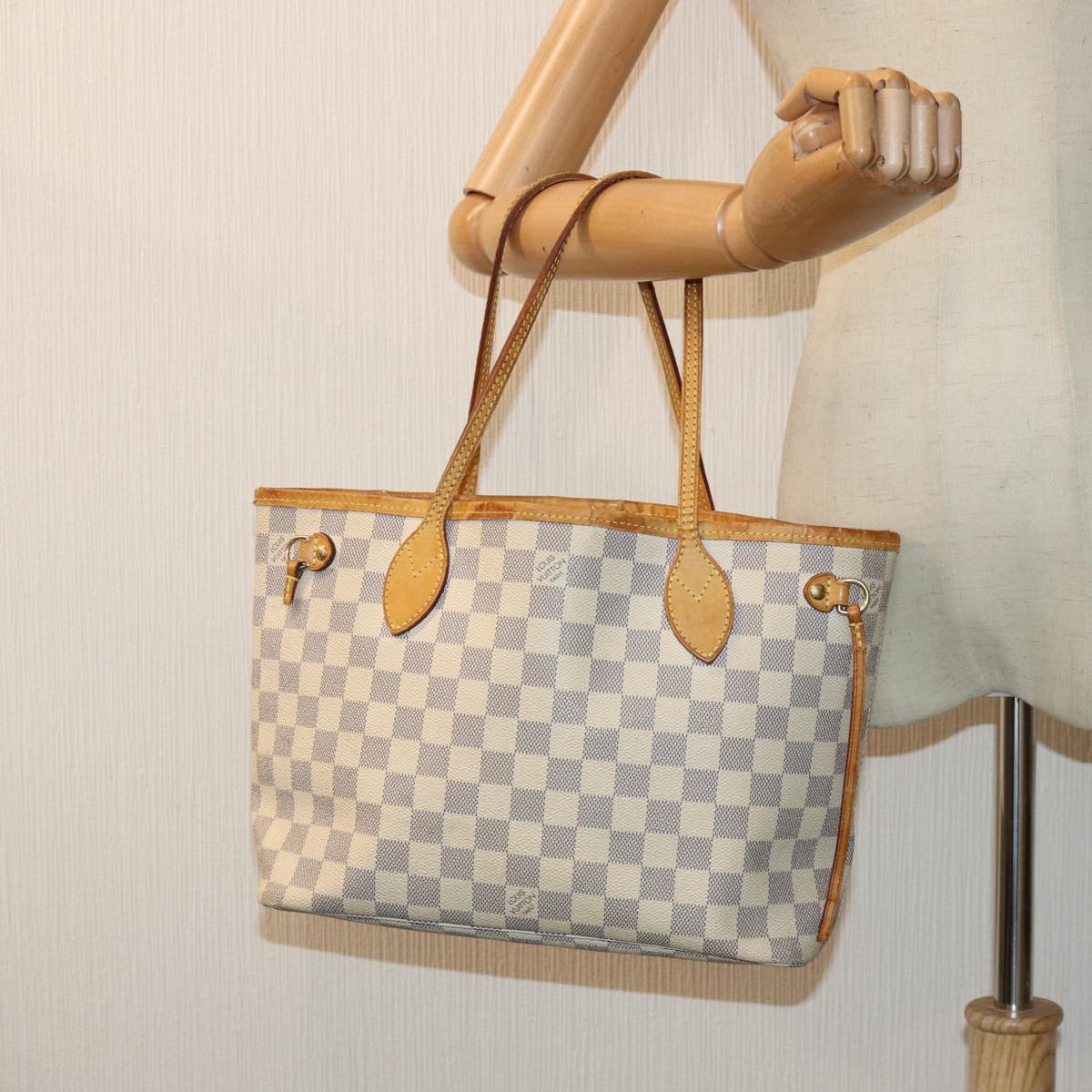 LOUIS VUITTON Damier Azur Neverfull PM Tote Bag N41362 LV yk14819