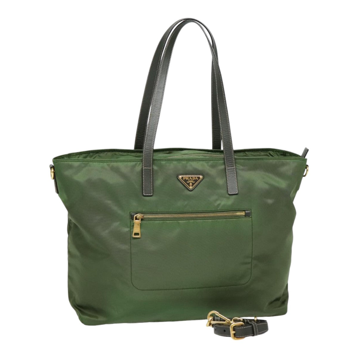 Luxury Prada Tote Bag Nylon 2way Green Gold  yk14820
