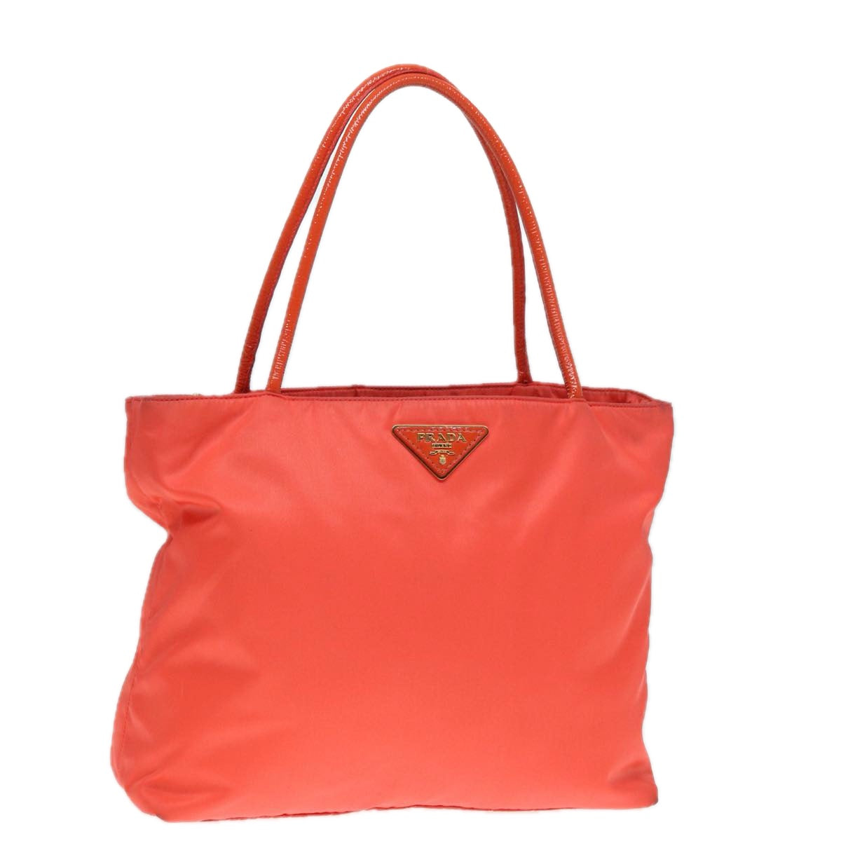 Luxury Prada Hand Bag Nylon Enamel Orange Gold  yk14825