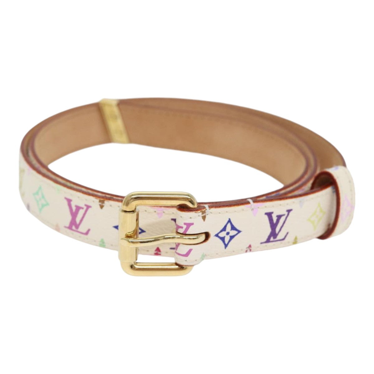 LOUIS VUITTON Monogram Multicolor Ceinture Carre Belt White M9272W yk14842