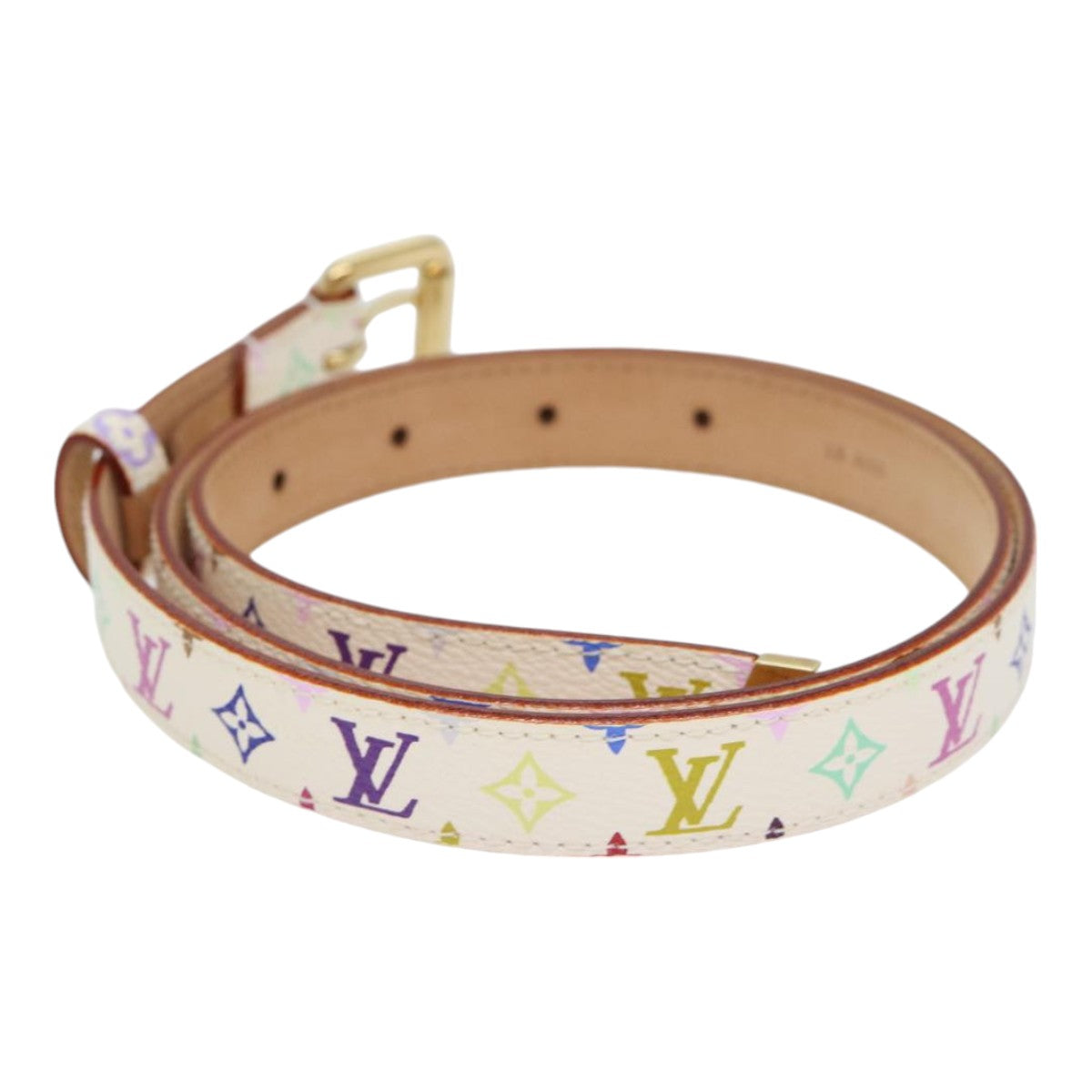 LOUIS VUITTON Monogram Multicolor Ceinture Carre Belt White M9272W yk14842