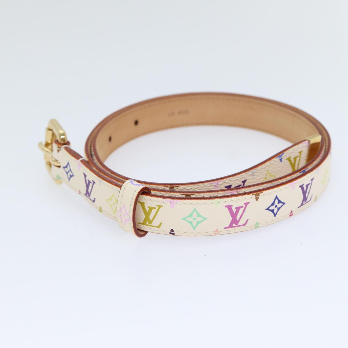 LOUIS VUITTON Monogram Multicolor Ceinture Carre Belt White M9272W yk14842