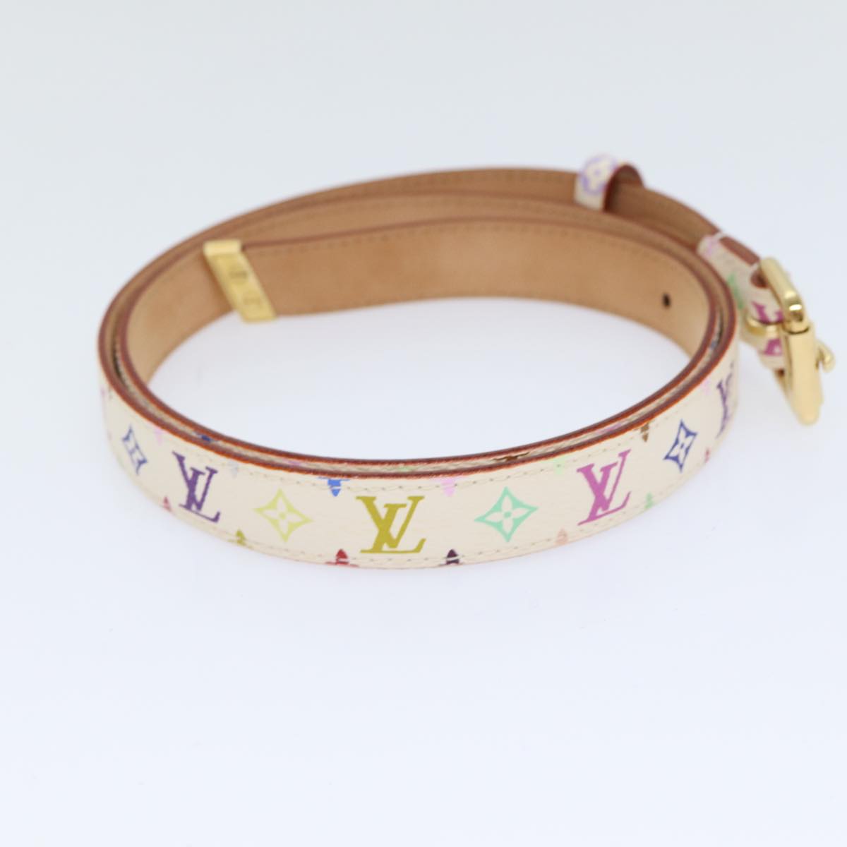 LOUIS VUITTON Monogram Multicolor Ceinture Carre Belt White M9272W yk14842
