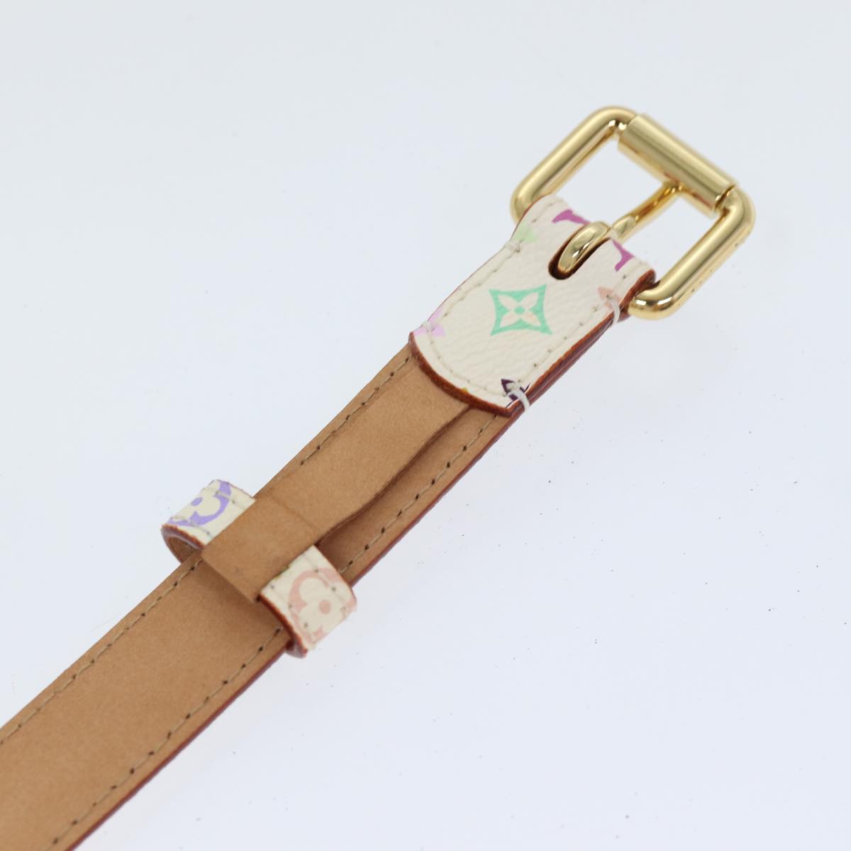 LOUIS VUITTON Monogram Multicolor Ceinture Carre Belt White M9272W yk14842