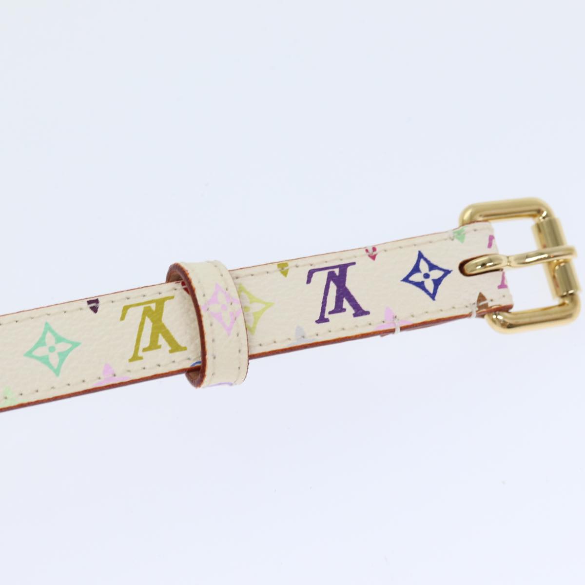 LOUIS VUITTON Monogram Multicolor Ceinture Carre Belt White M9272W yk14842