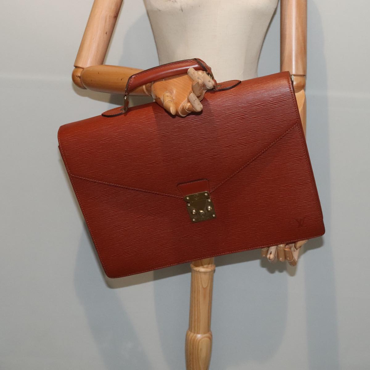 LOUIS VUITTON Epi Serviette Ambassador Business Bag Brown M54413 LV yk14843