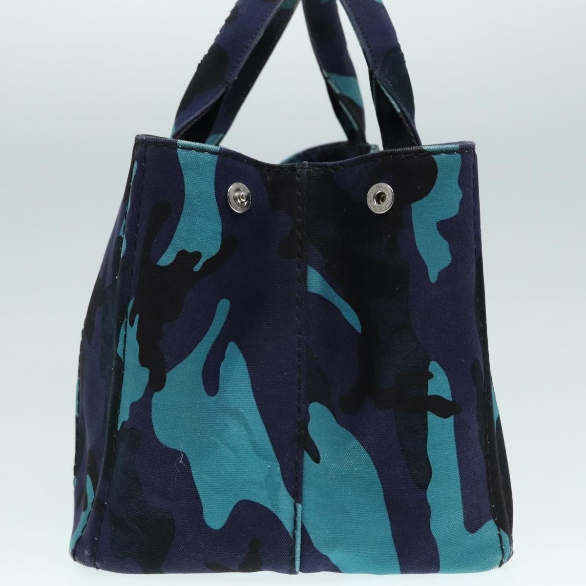 Luxury Prada Camouflage Canapa MM Hand Bag Canvas 2way Blue Silver  yk14844
