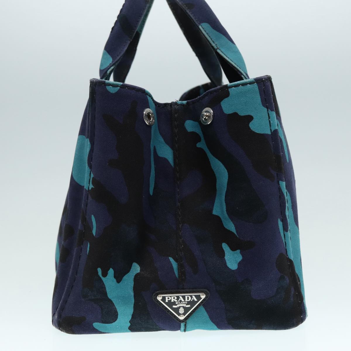 Luxury Prada Camouflage Canapa MM Hand Bag Canvas 2way Blue Silver  yk14844