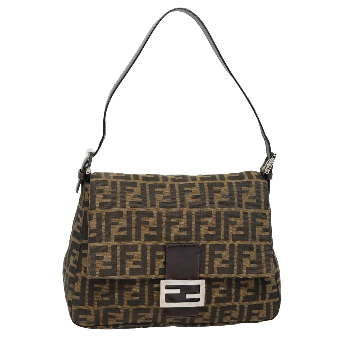 Luxury Fendi Zucca Canvas Mamma Baguette Shoulder Bag Brown Black Silveryk14866A