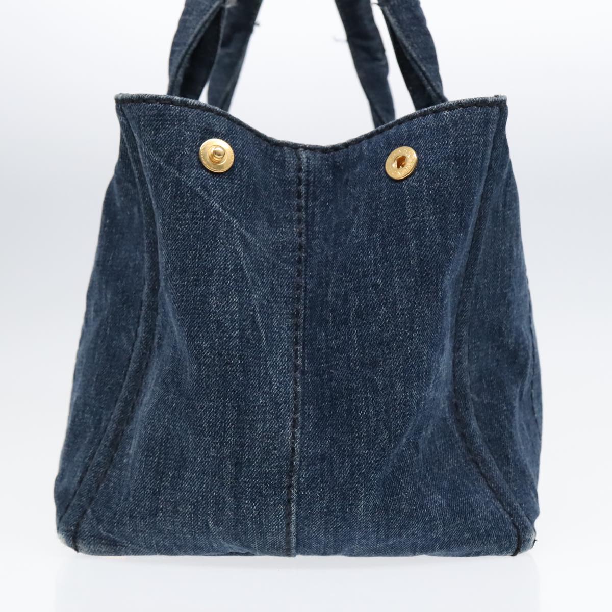 Luxury Prada Canapa MM Hand Bag Denim Blue Gold  yk14905