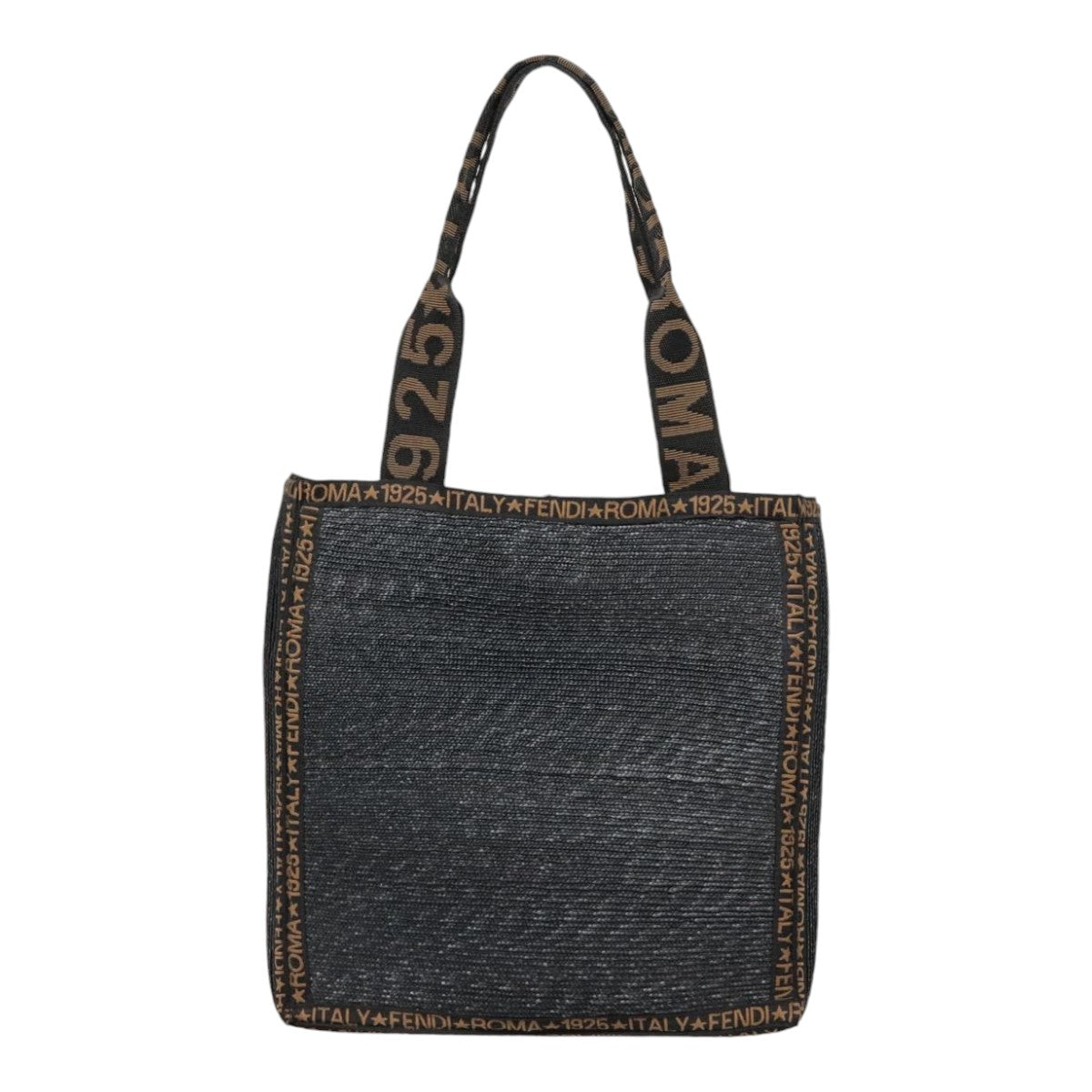 Luxury Fendi Tote Bag Straw Black Goldyk14912