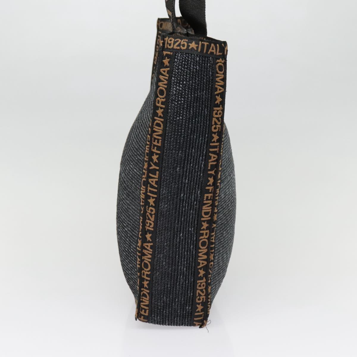 Luxury Fendi Tote Bag Straw Black Goldyk14912