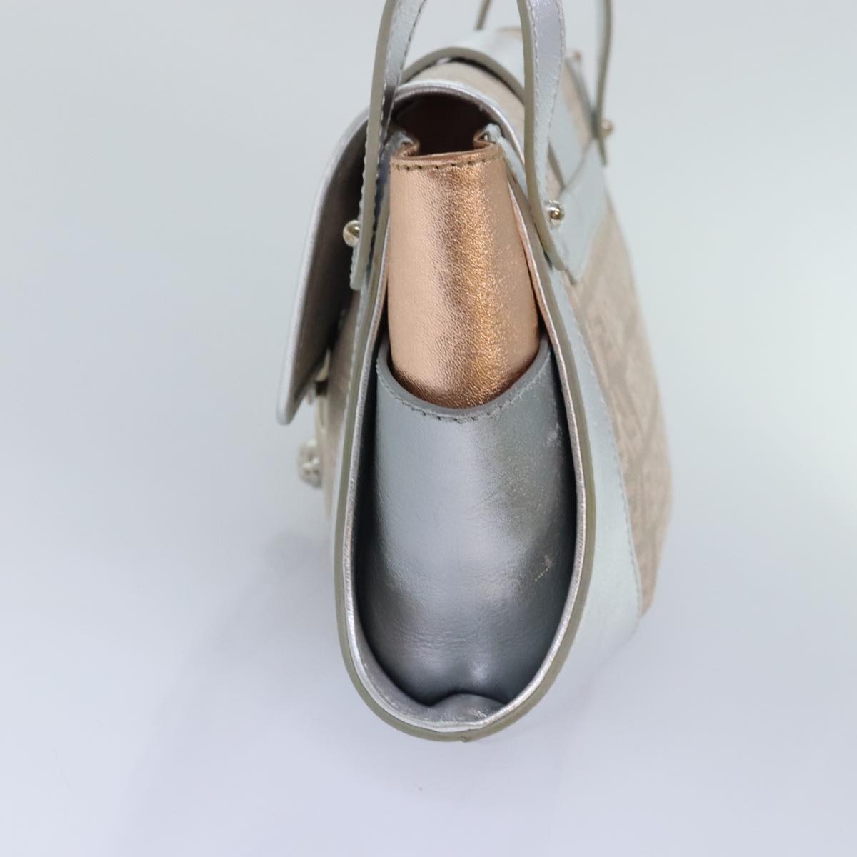Luxury Fendi Zucchino Canvas Hand Bag Silver Blackyk14936