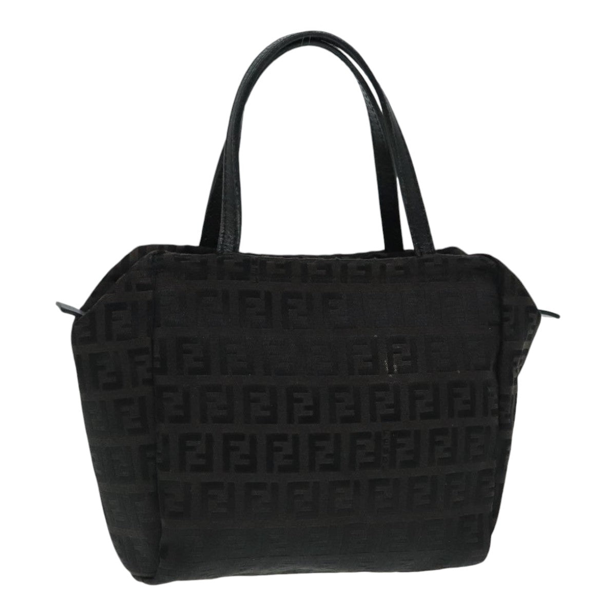 Luxury Fendi Zucchino Canvas Hand Bag Silver Blackyk15013