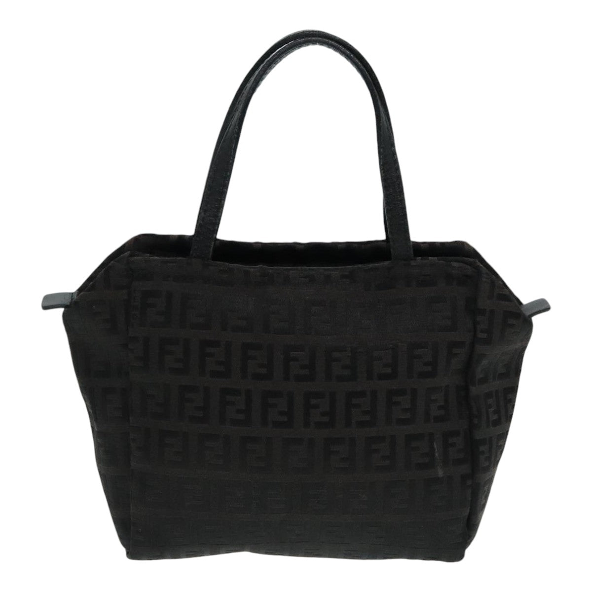 Luxury Fendi Zucchino Canvas Hand Bag Silver Blackyk15013