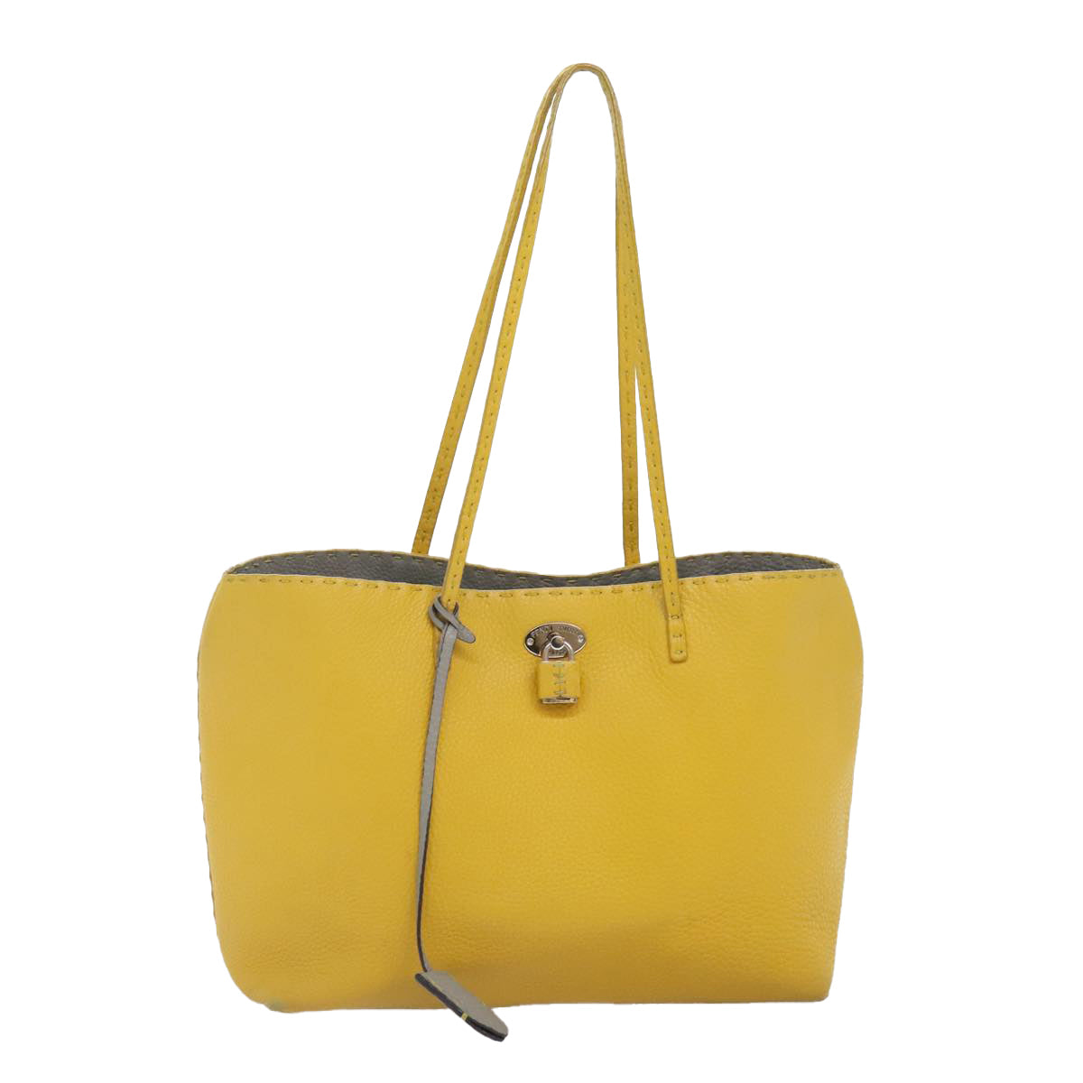 Luxury Fendi Celeria Tote Bag Leather Yellow Silveryk15014