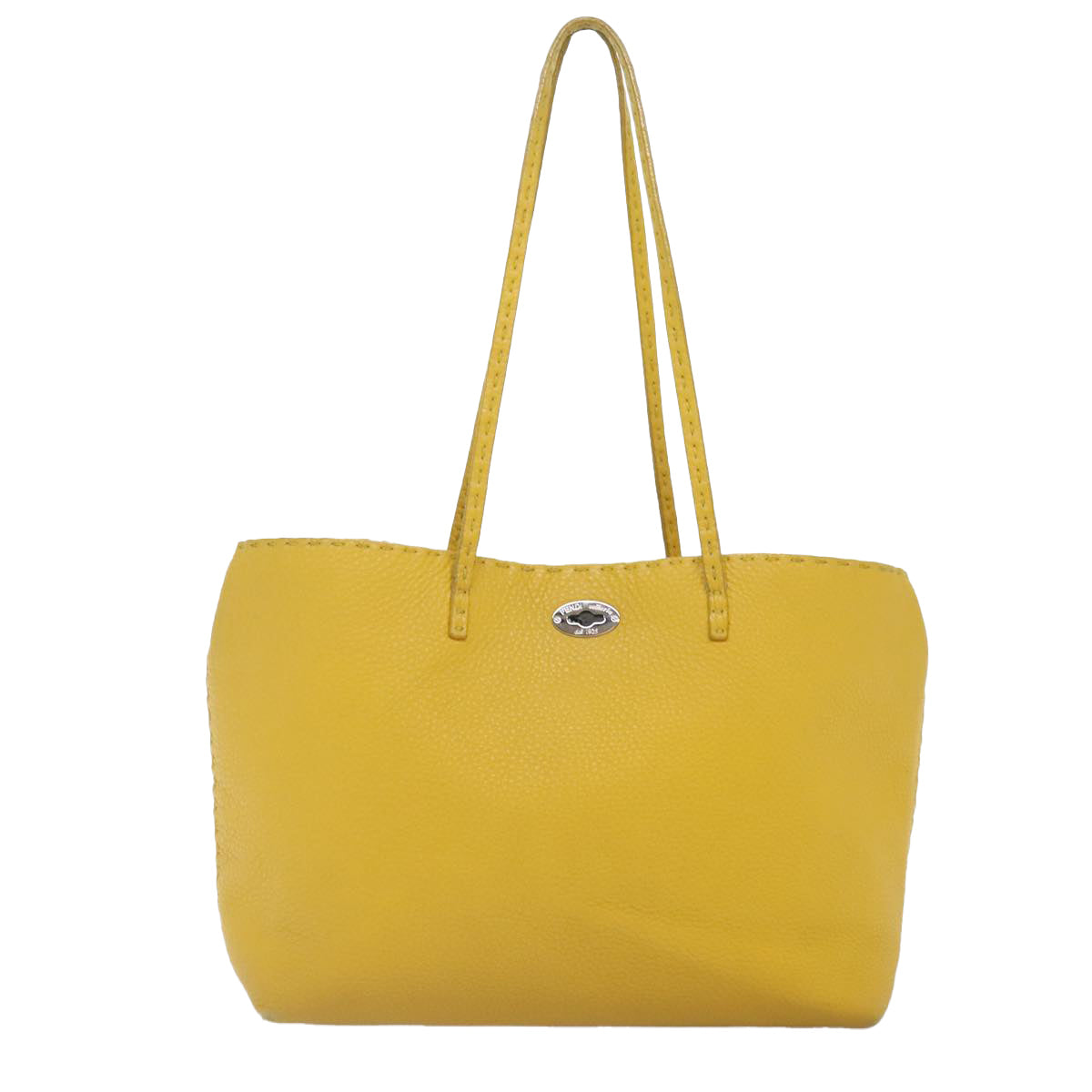 Luxury Fendi Celeria Tote Bag Leather Yellow Silveryk15014