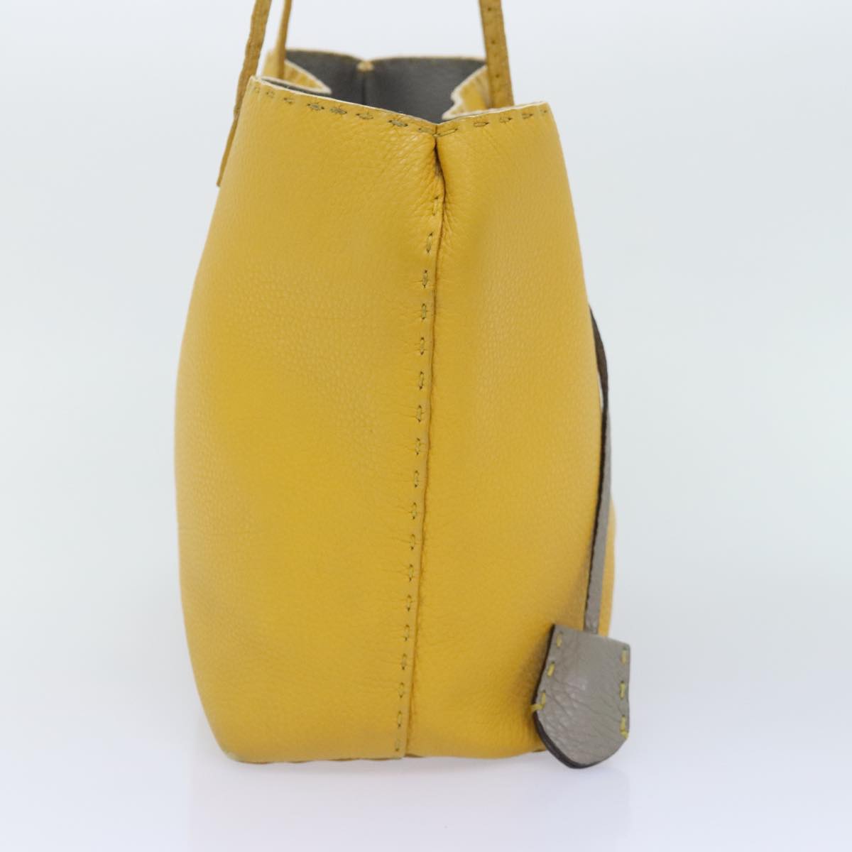 Luxury Fendi Celeria Tote Bag Leather Yellow Silveryk15014