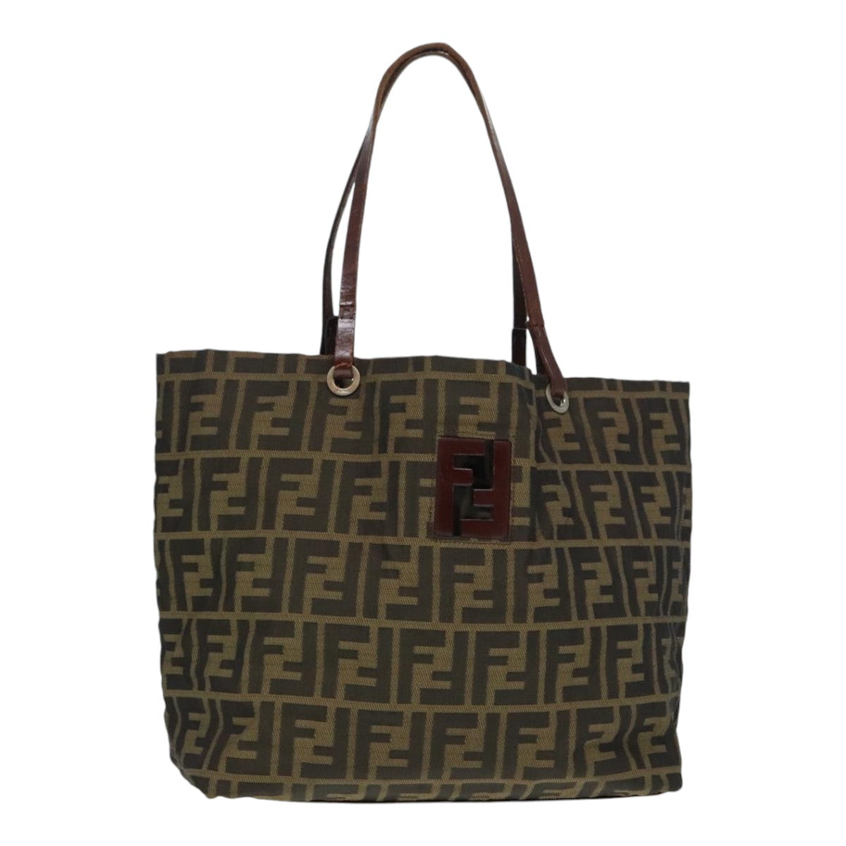 Luxury Fendi Zucca Canvas Tote Bag Brown Black Silveryk15049