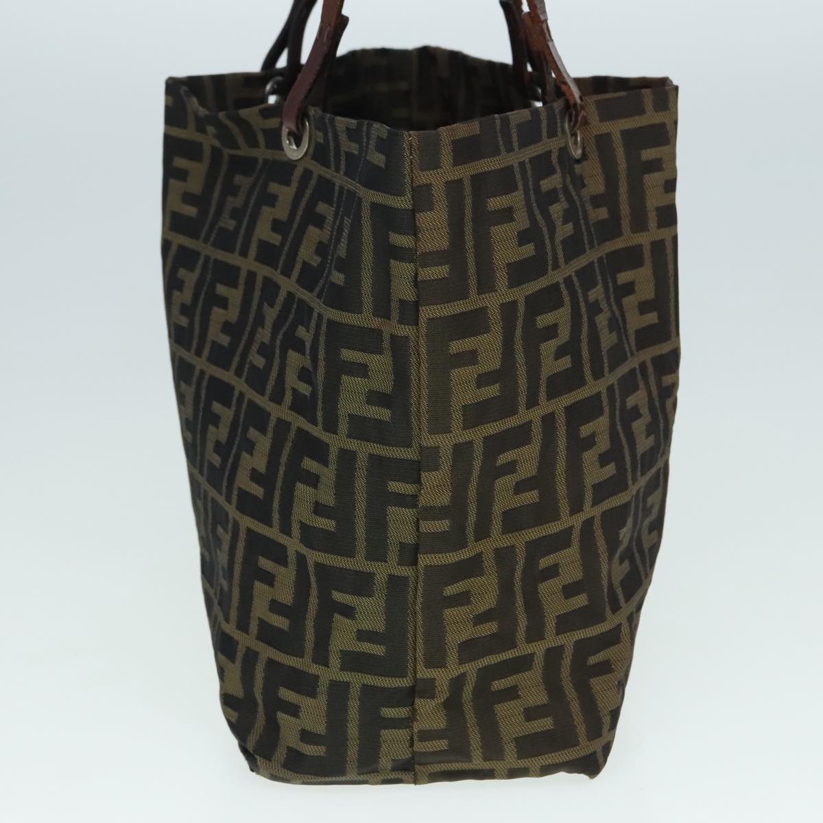 Luxury Fendi Zucca Canvas Tote Bag Brown Black Silveryk15049