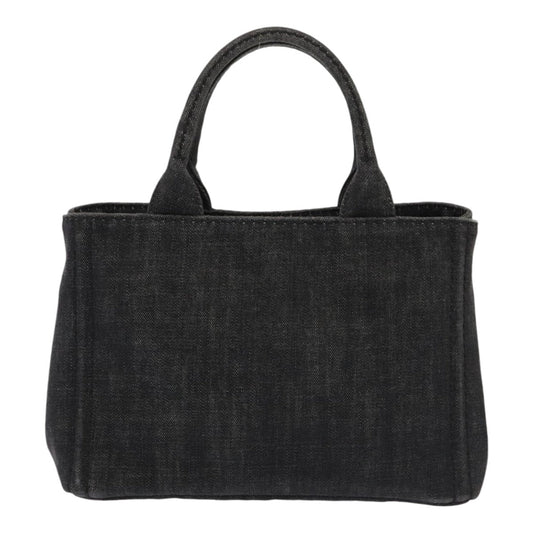 Luxury Prada Canapa PM Hand Bag Denim Black Silver  yk15052