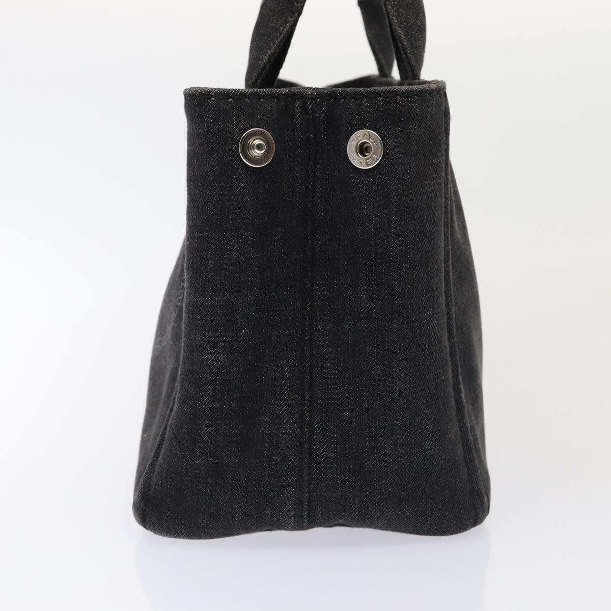 Luxury Prada Canapa PM Hand Bag Denim Black Silver  yk15052