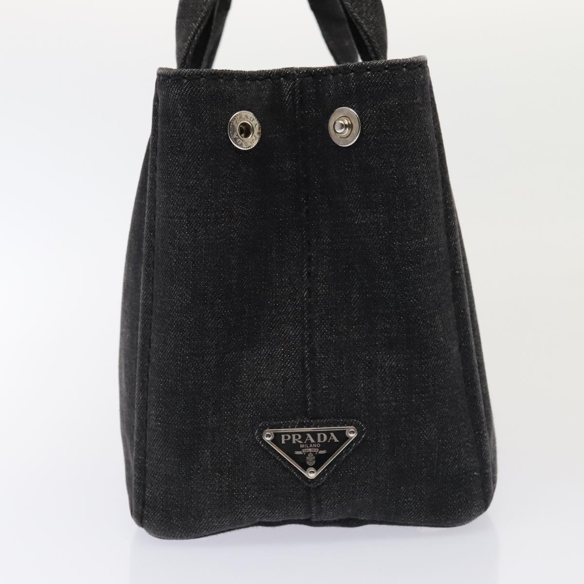 Luxury Prada Canapa PM Hand Bag Denim Black Silver  yk15052