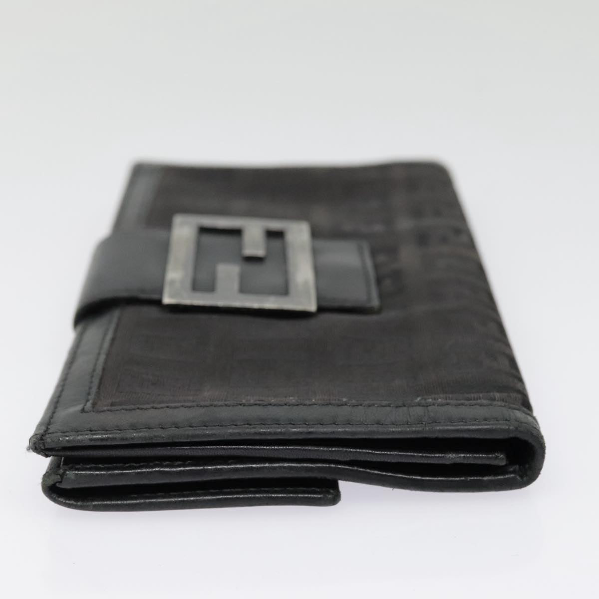 Luxury Fendi Zucchino Canvas Long Wallet Black Silveryk15074
