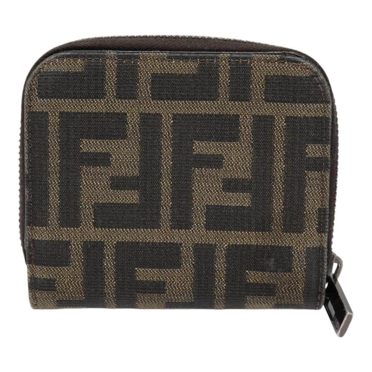 Luxury Fendi Zucca Canvas Compact Wallet Black Brown Silveryk15087