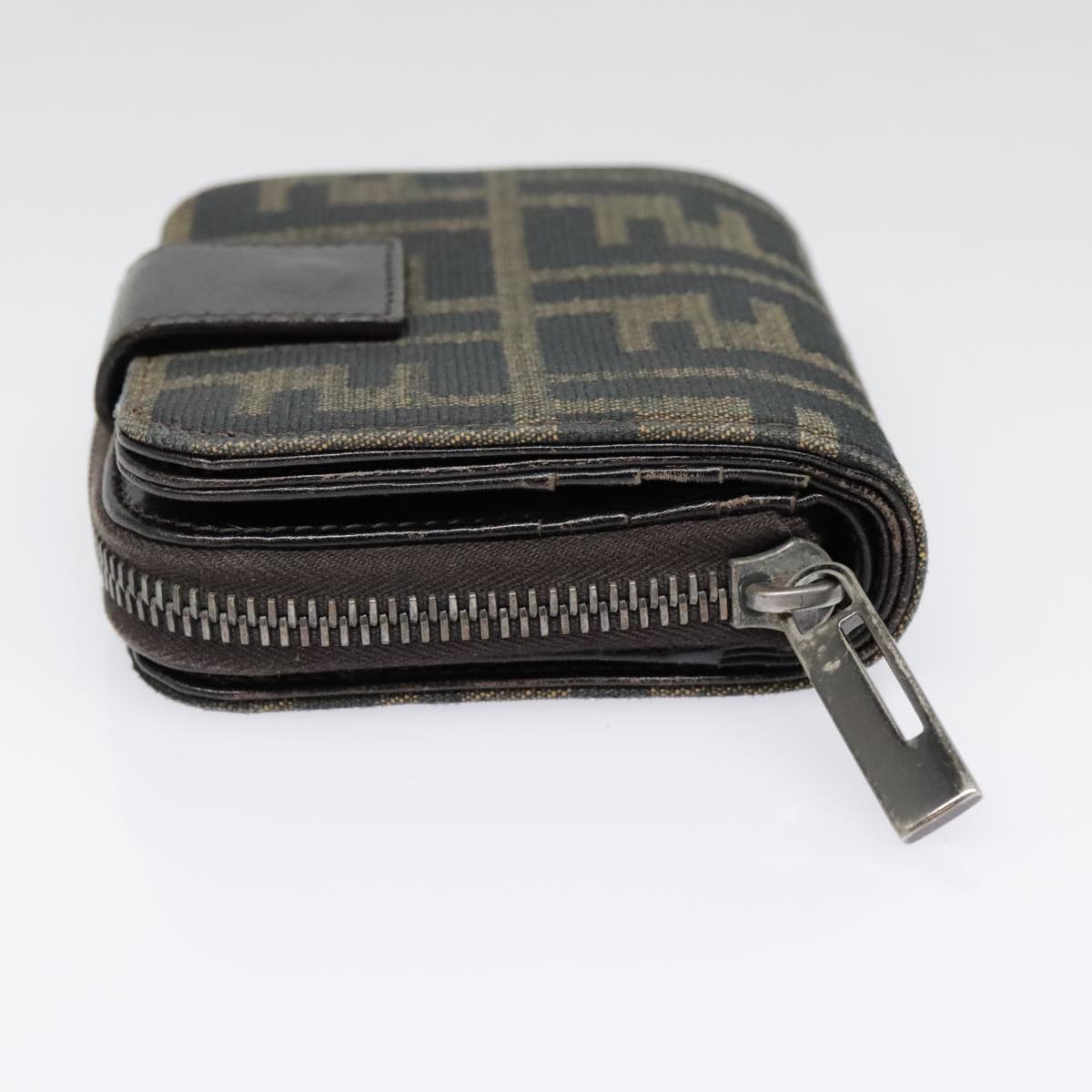 Luxury Fendi Zucca Canvas Compact Wallet Black Brown Silveryk15087